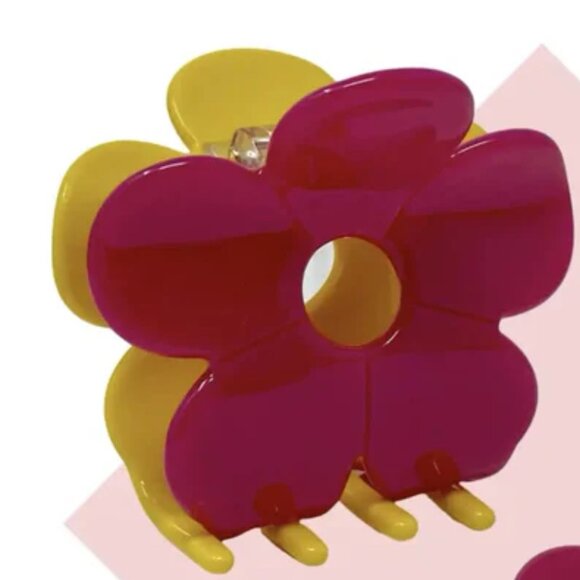 NWT Cleo Daisy Colorblock Pink and Yellow Hair Claw Clip - Picture 3 of 5